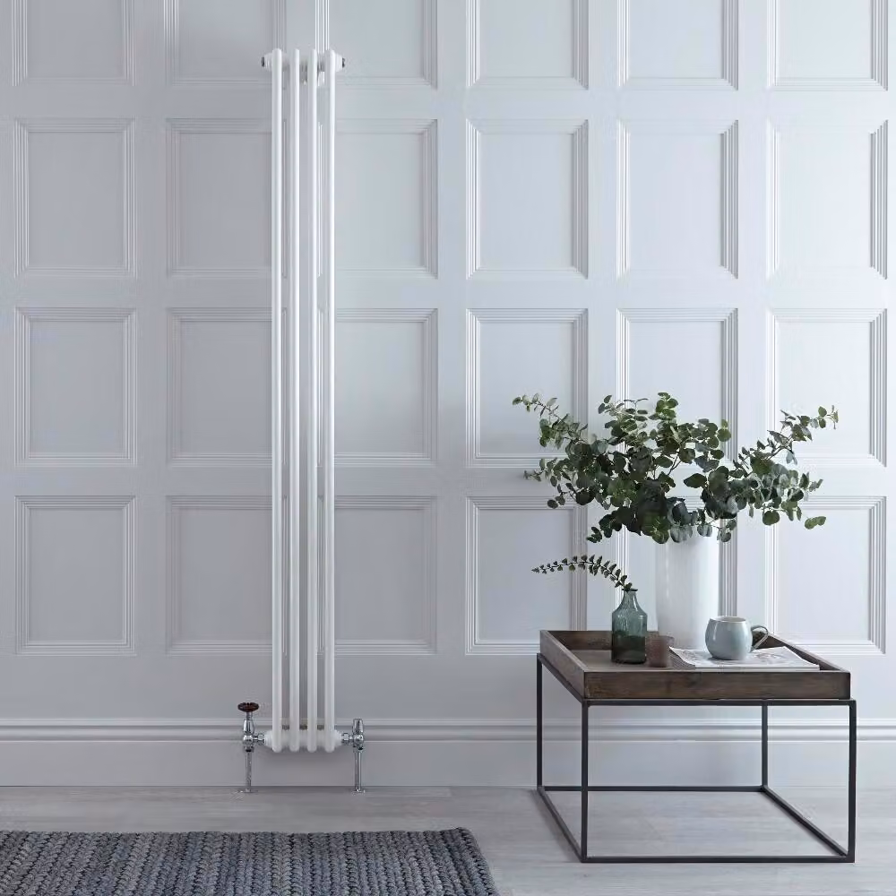 Radiatore Verticale Bianco in Stile Ghisa - 1800 x 200 x 68mm - 490W - Regent