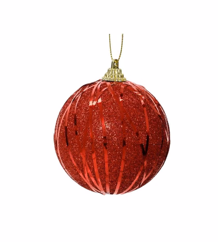 Sfera Natalizia Total Red glitter e paillettes