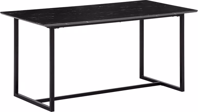 Tavolo da pranzo 180x90x76 cm tavolo da cucina nero in marmo look moderno, tavolo da pranzo grande, tavolo da pranzo rettangolare, tavolo da sala da pranzo con gambe in metallo | Wohnling
