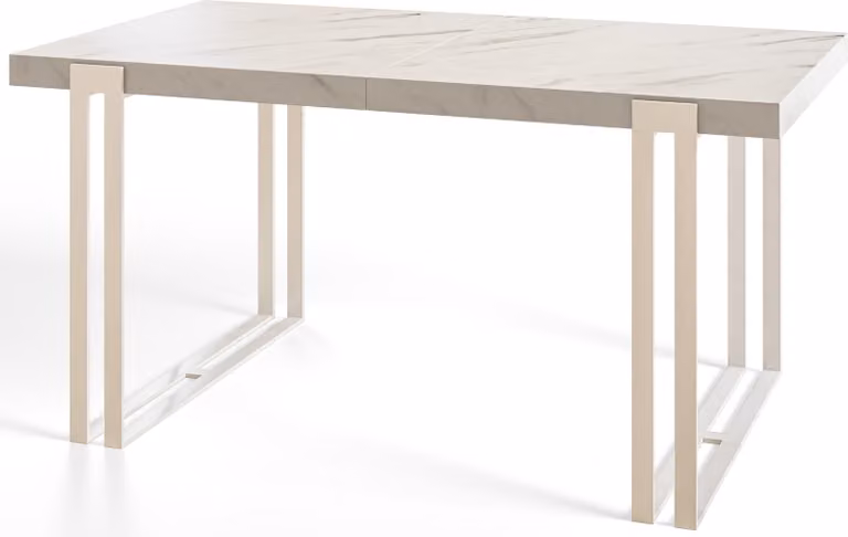 Tavolo rettangolare per sala da pranzo ROSA, dimensioni: 200X90X77 cm, tavolo per soggiorno colore: MARMUR, con gambe in metallo colore bianco