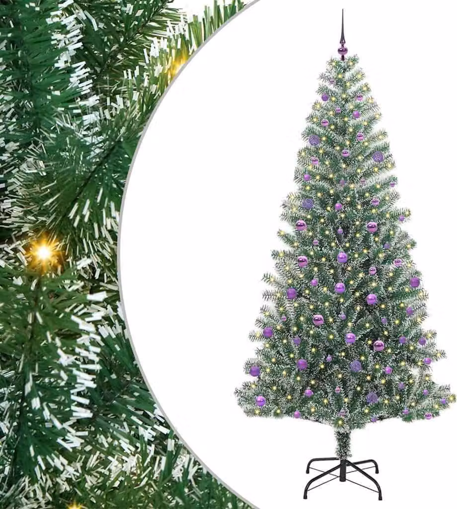 Albero di Natale Artificiale Imbiancato con Luci LED 240 cm
