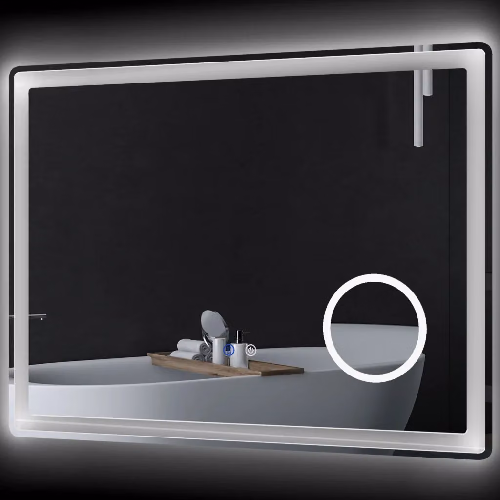 Specchio da Bagno LED Minimal con Ingrandimento 3x, Bianco, L: 80 cm, H: 60 cm – 2