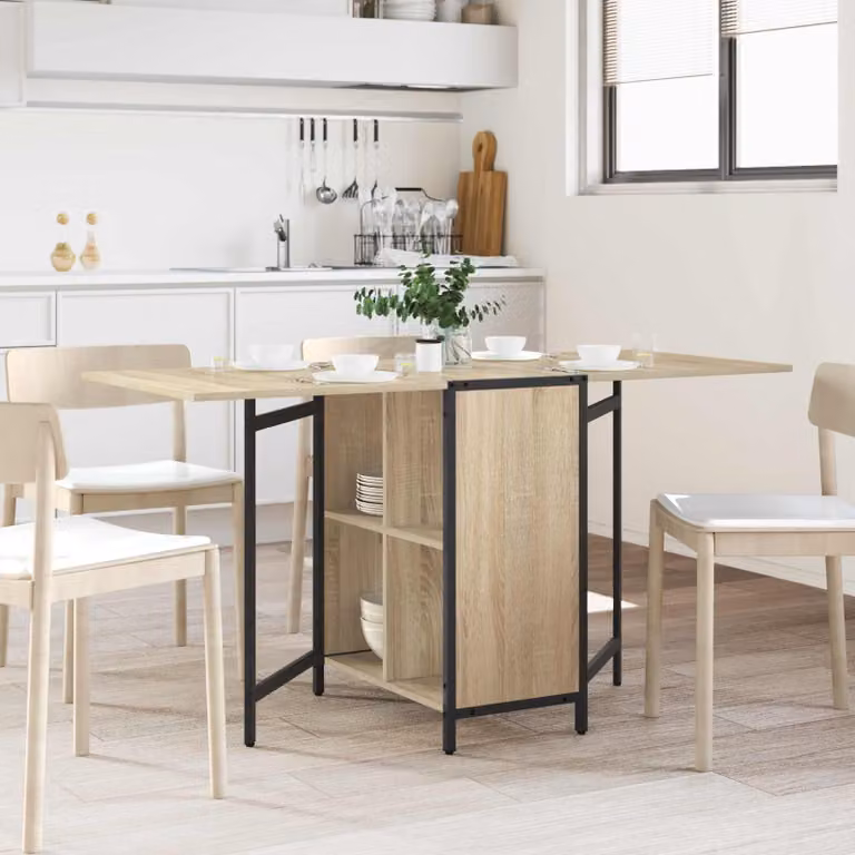 vidaXL Tavolo da Pranzo Rettangolare Estensibile in Legno e Metallo Marrone L: 144 cm, P: 60 cm, H: 75 cm