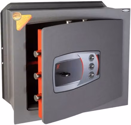 Cassaforte a muro Technomax DD/6 in acciaio grigio con chiave e combinazione, porta 10 mm, H: 48 cm, L: 42 cm, P: 23 cm