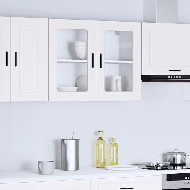 Pensile da cucina moderno Design Mania con ante in vetro e finitura bianca L 60 cm, P 31 cm, H 80 cm