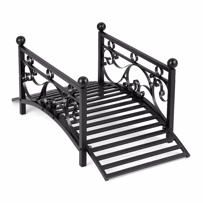 COSTWAY Ponte da giardino, 101,5 cm, metallo, ponte per laghetti fino a 150 kg, ponte con ringhiere decorative, ponte in metallo con aspetto antico, ponte ornamentale stabile e resistente agli agenti atmosferici