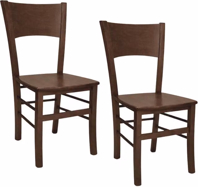 Set da 2 sedie da sala da pranzo Lucy in legno di noce scuro con seduta in massello – 1