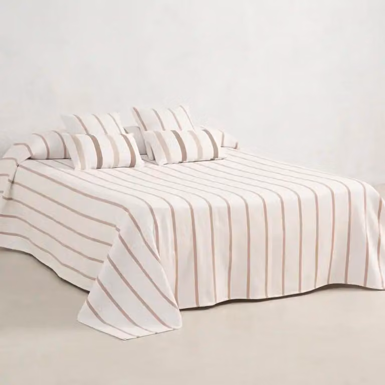 Copripiumino leggero a righe Gamusi Retta – 200 x 270 cm – Rosa – Realizzato in cotone/poliestere, ideale per la stagione intermedia