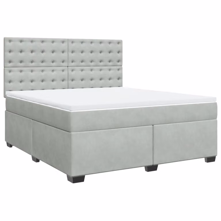 Giroletto a Molle con Materasso Grigio Chiaro 180x200cm Velluto