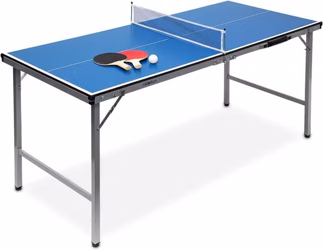 Tavolo da ping-pong pieghevole e portatile da interno e esterno 150 x 67 x 71 cm pratico e facile da trasportare in MDF blu 13_0003206