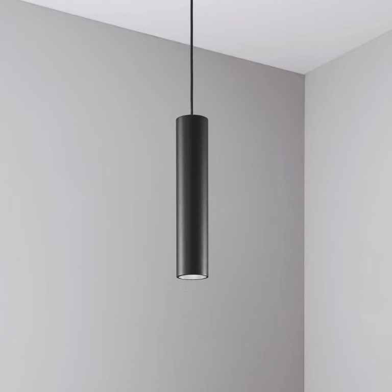 Sospensione Deva Luce LED 6W Naturale Nero Ideal Lux
