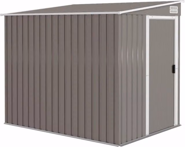 Capanno Attrezzi 1.5x2m con Base Porta Scorrevole e Tetto Inclinato in Metallo Grigio Chiaro