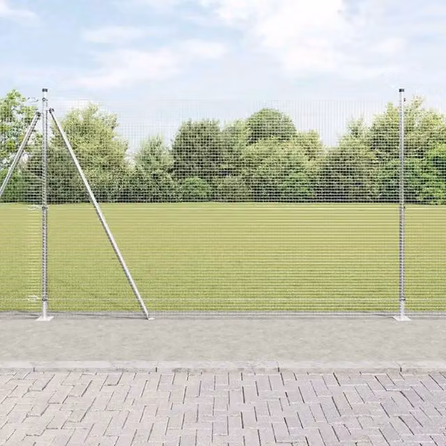 Recinzione in acciaio zincato e verniciato a polvere vidaXL, colore argento, L: 25 m, H: 1,5 m