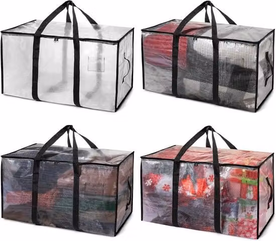 Contenitori per Trasloco Grandi Dimensioni ClearSpace Trasparenti con Maniglie e Cerniere in Plastica e Tessuto L: 86,0 cm, P: 73,7 cm, H: 35,6 cm