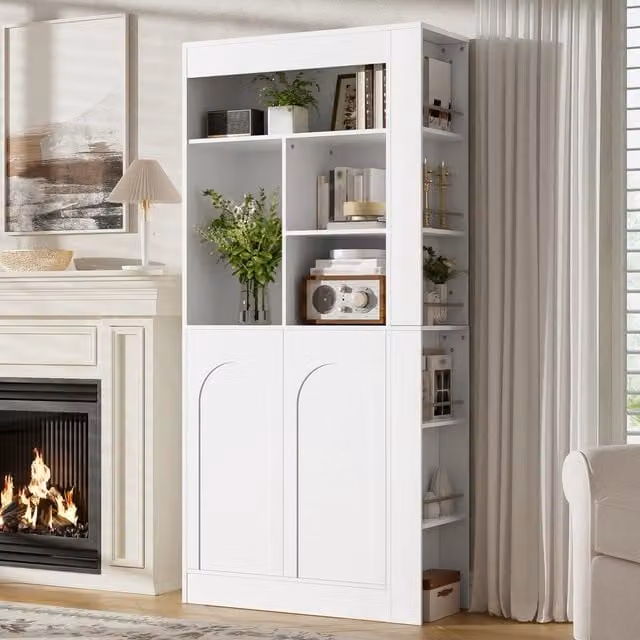 Armadio multifunzionale REDOM bianco con 2 ante e ripiani aperti L: 85 cm, P: 35 cm, H: 180 cm