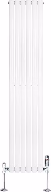 Radiatore Verticale Ovale Monstershop in Acciaio Bianco con Valvola Termostatica e Staffa a Parete H: 180 cm, L: 36 cm, P: 16 cm