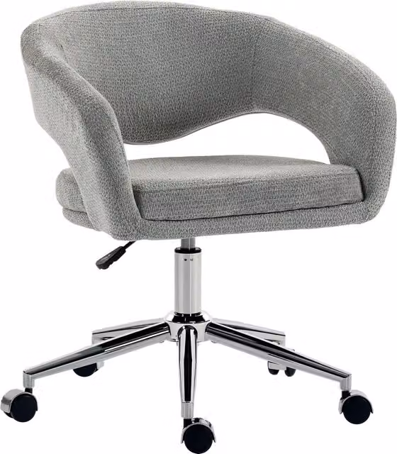 Sedia da ufficio ergonomica HOMCOM in tessuto chenille grigio con altezza regolabile e ruote