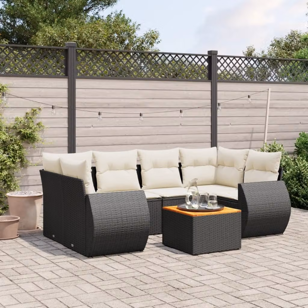 Maison Exclusive - Set Divani da Giardino con Cuscini 7pz Nero Polyrattan