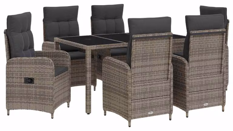 Set da pranzo per esterni 7 pcs Grigio chiaro e grigio scuro