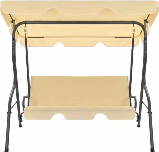 Panchina a Dondolo da Giardino | Panca da Giardino Bianco Crema 170x110x153 cm