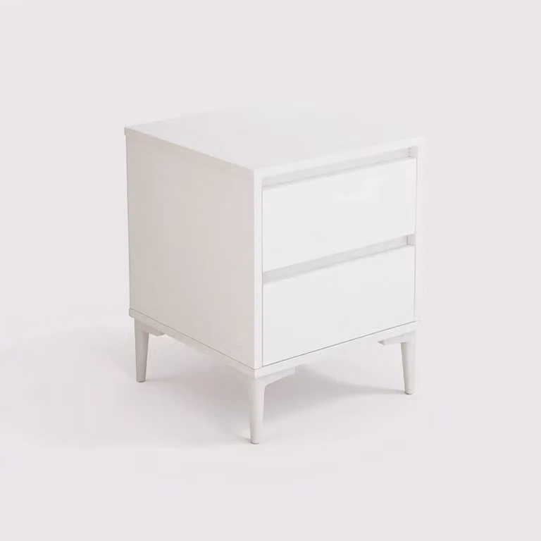 Hayl - Comodino bianco in stile moderno con 2 cassetti