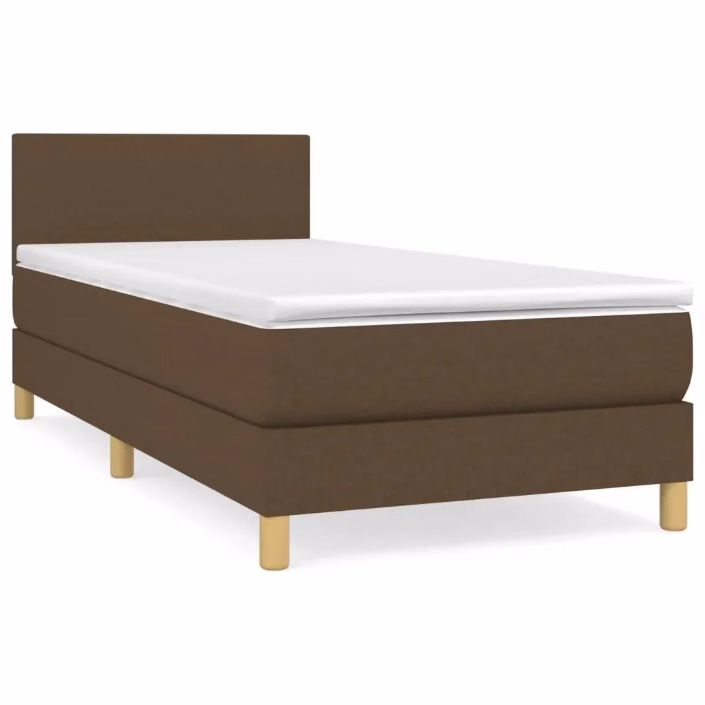 vidaXL Giroletto a Molle con Materasso in Tessuto Marrone Scuro e Bianco L/P/H: 200 x 80 x 30 cm – 2