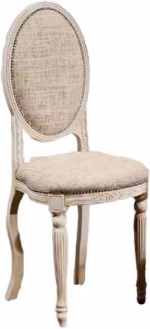 Sedia shabby chic imbottita in legno di faggio laccato bianco o beige Mobili 2G