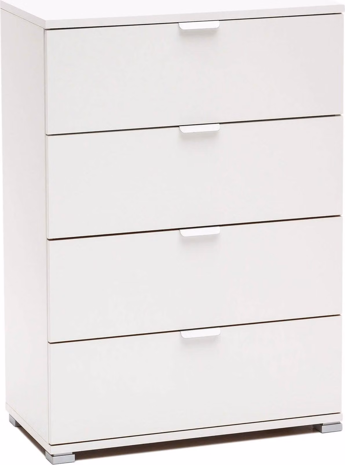 Milani Home - cassettiera 4 cassetti 60 x 38 x 85 cm, bianco, truciolare bilaminato, fatto in Italia
