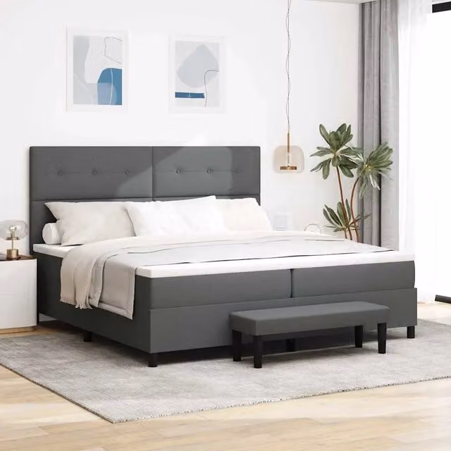 Letto ibrido con molle a sacchetto e testiera vidaXL in tessuto grigio L: 200 cm, P: 200 cm, H: 280 cm