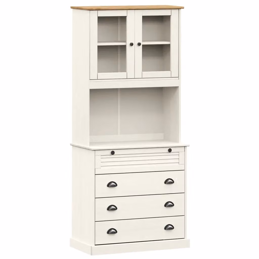 Credenza moderna vidaXL in legno di pino cerato bianca L: 80 cm, P: 40 cm, H: 176 cm – 2