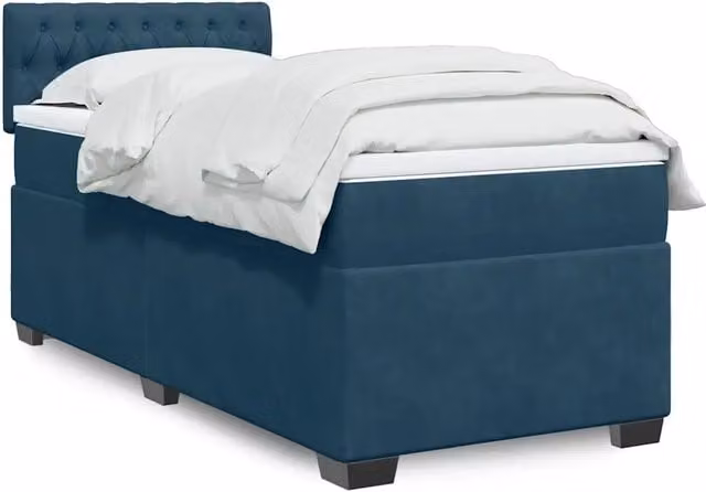 Giroletto a Molle con Materasso Blu Scuro 90x190 cm in Velluto 3286196