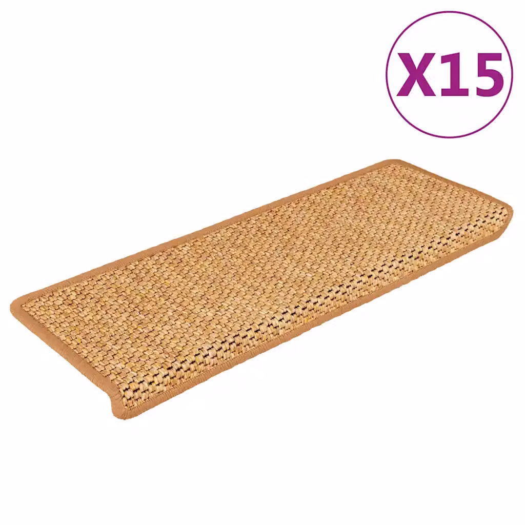 vidaXL Tappeti Autoadesivi Scale Aspetto Sisal 15pz 65x21x4 Sisal