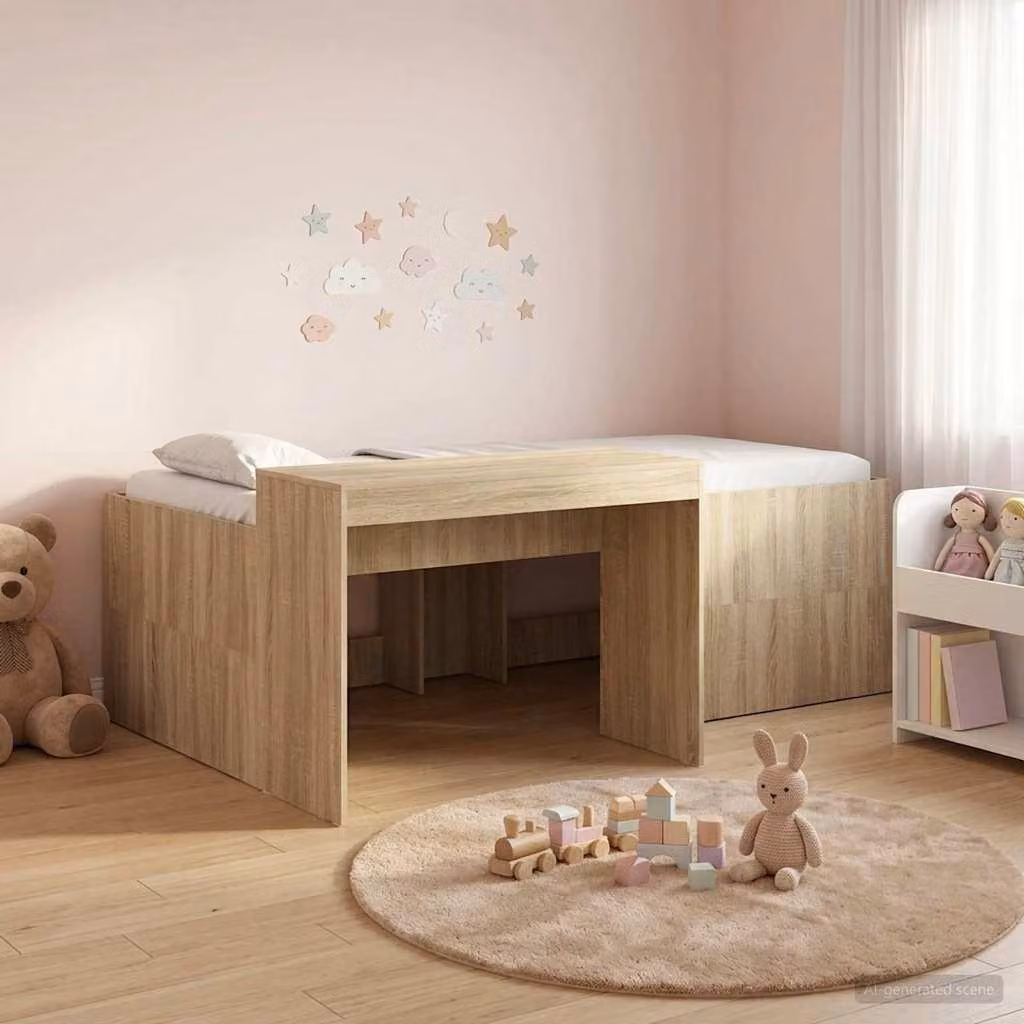 Maison Exclusive - Letto a soppalco con scrivania per bambini in rovere Sonoma