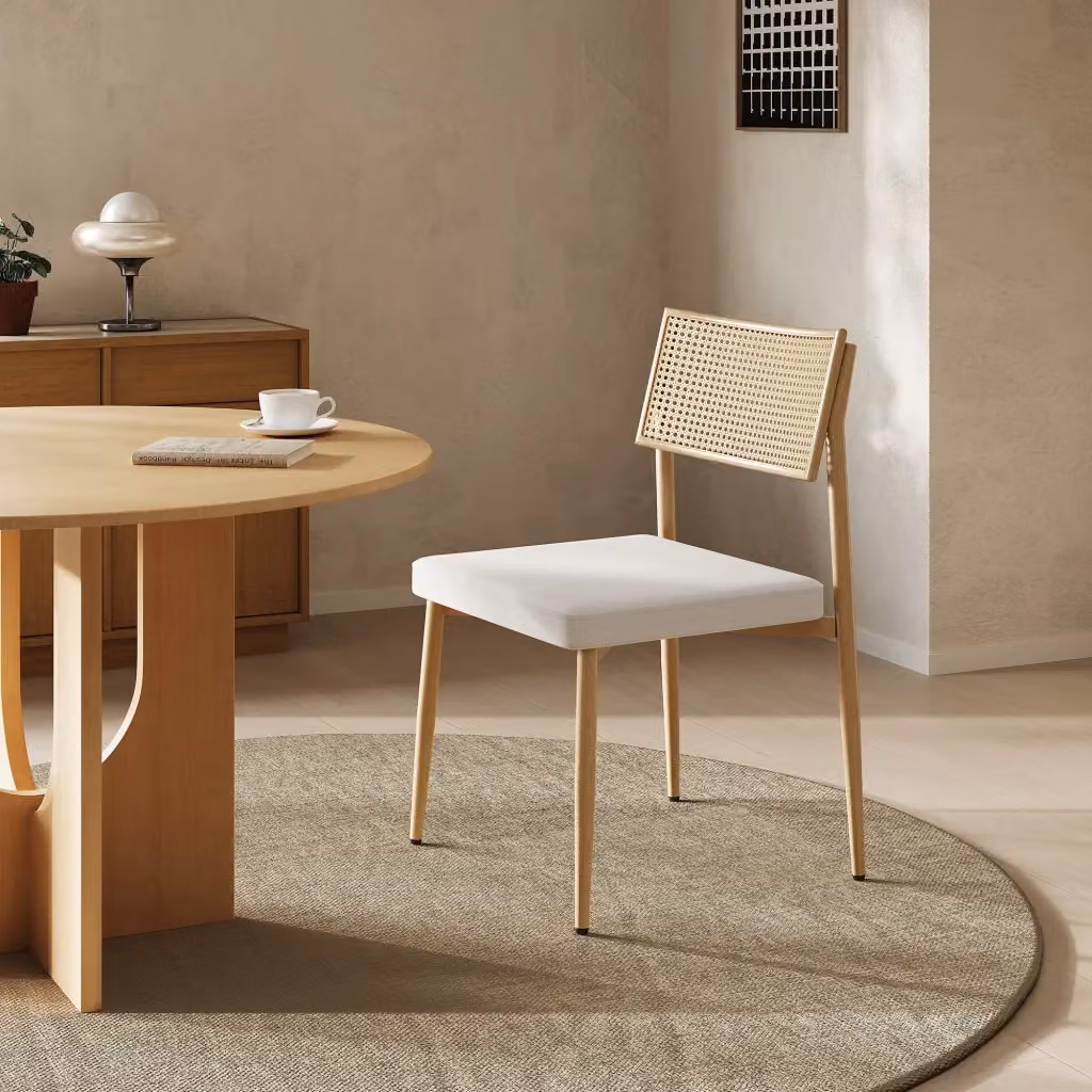Set di 2 sedie da sala da pranzo Jördfjok en.casa imbottite con schienale effetto rattan colore beige – 2