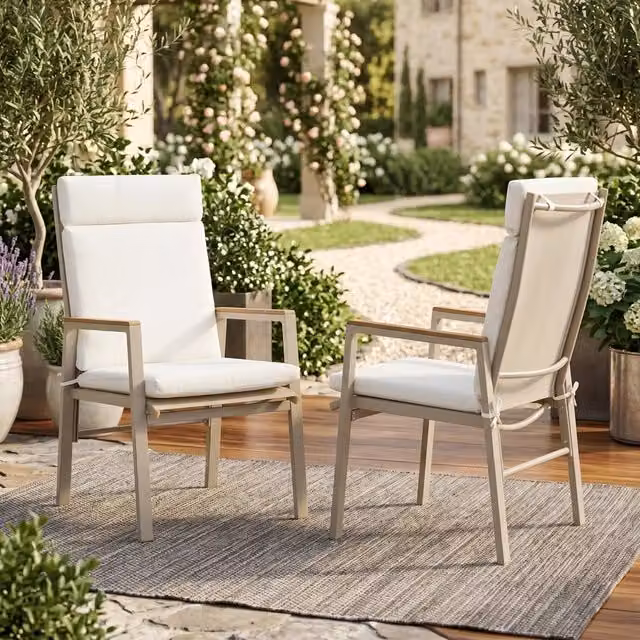 Sedia da esterno REDOM con braccioli e seduta in textilene beige
