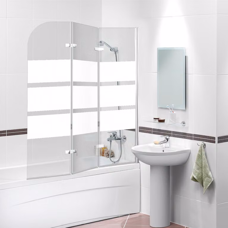 Clanmacy cabina doccia schermo pieghevole per vasca da bagno vasca allegato schermo doccia in 6 mm NANO facile pulire vetro 3 pezzi pieghevole 120 * 140 cm bianco