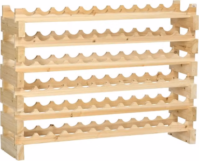 Cantinetta per vino Zephmum a 6 livelli per 72 bottiglie in legno di abete naturale L: 114 cm, P: 28 cm, H: 85 cm