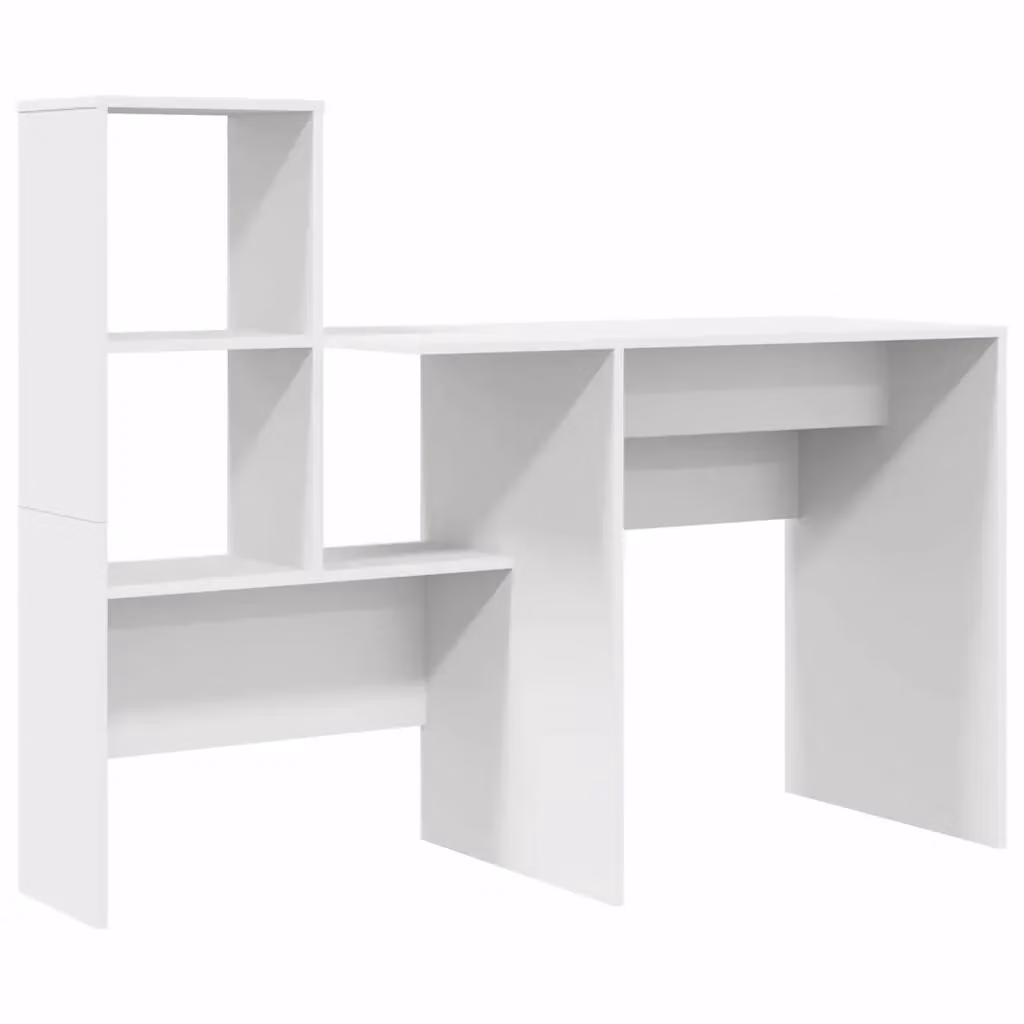Scrivania bianca in legno MDF stile minimalista vidaXL L: 131,5 cm, P: 50 cm, H: 106,5 cm – 2