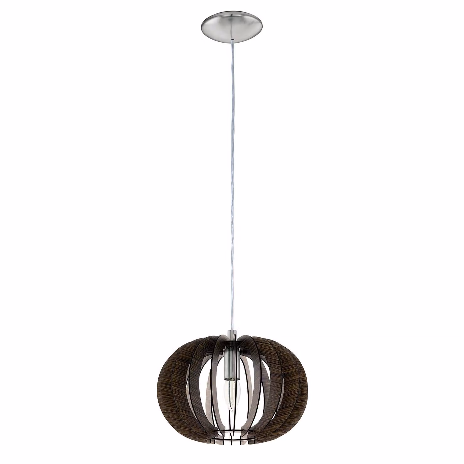 Lampadario Industrial Stellato 1 1 Luce E27 Acciaio Legno Marrone D30