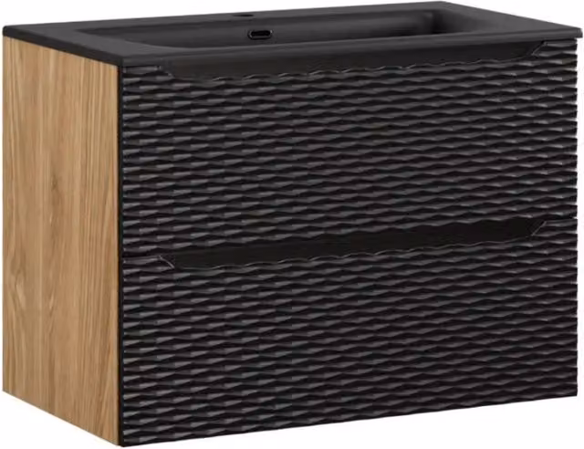 Set da bagno YOKA nero: mobile sottolavabo con cassetti 80cm + lavabo da incasso nero