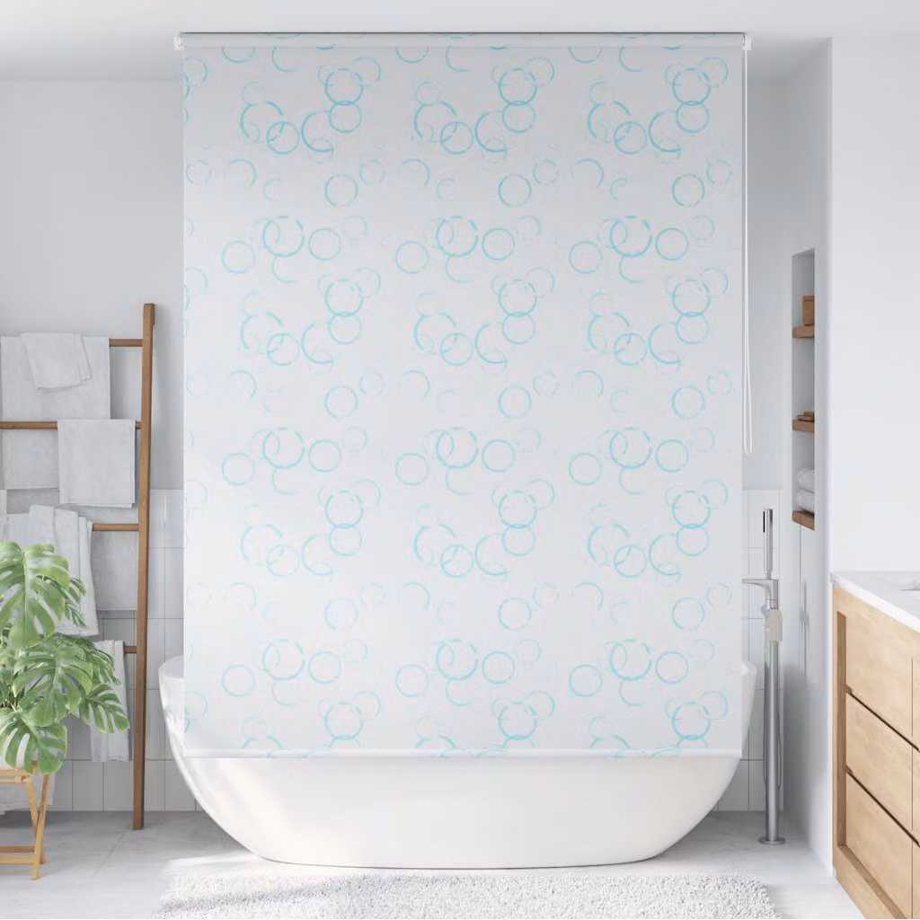 Tenda a Rullo per Doccia vidaXL Bianca con Motivo a Bolle L: 160 cm, H: 240 cm