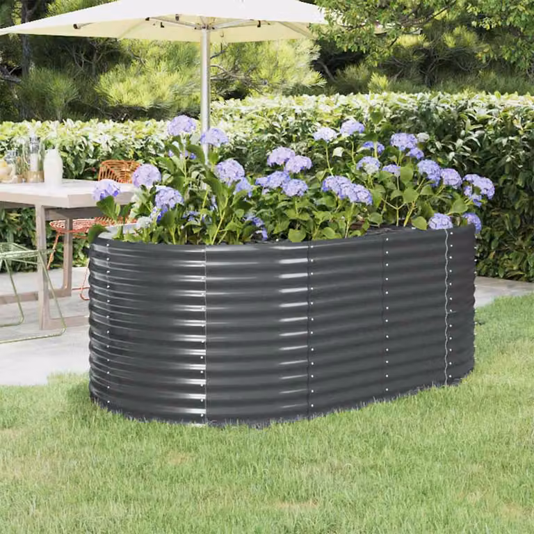 Letto da giardino rialzato vidaXL in acciaio zincato antracite L: 175 cm, P: 100 cm, H: 68 cm