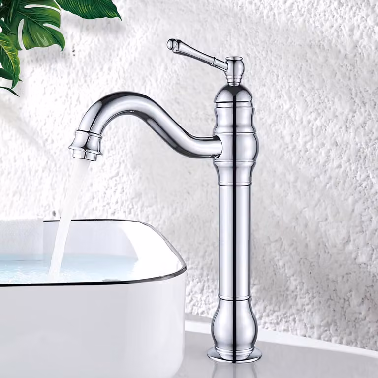 Miscelatore per lavabo a 360°, cromato, con leva monocomando, per bagno