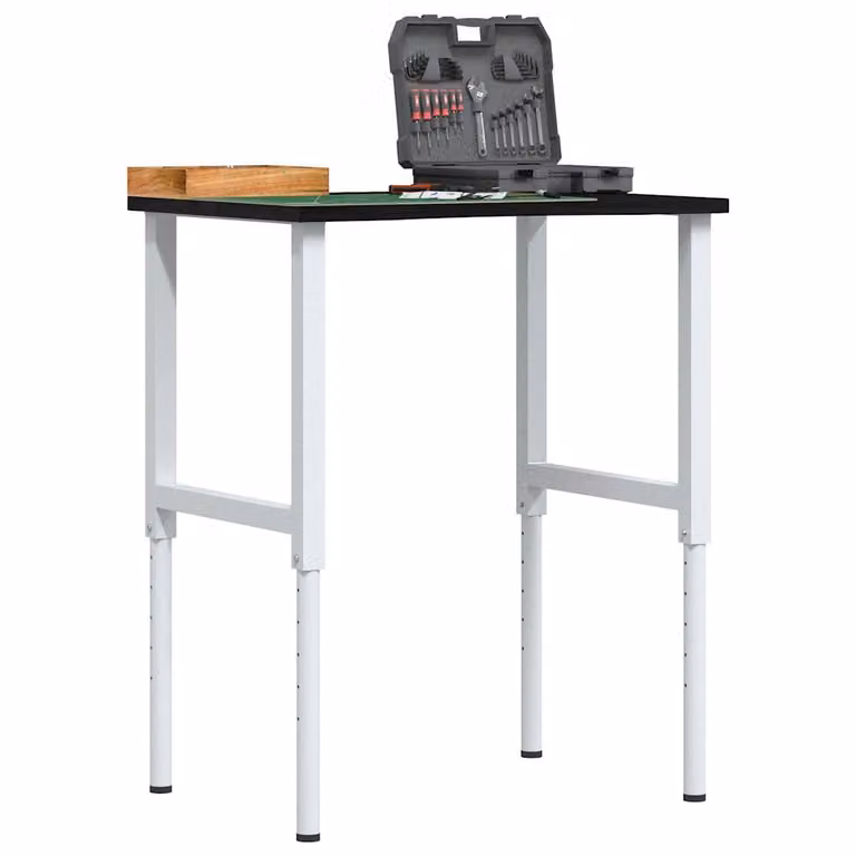 vidaXL Banco Lavoro in Legno di Rovere e Metallo, Colore Marrone, L: 80 cm, P: 60 cm, H: 71,5-98 cm
