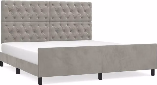 Letto matrimoniale | Letto per adulti | Giroletto senza Materasso Grigio Chiaro 160x200 cm Velluto