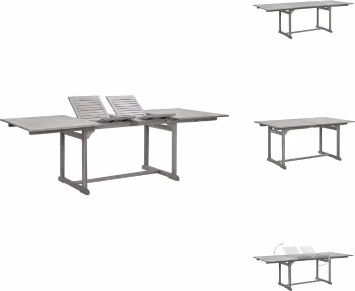 vidaXL Tavolo da pranzo da giardino (160-240)x100x75 cm in legno massiccio di acacia - Tavoli da giardino