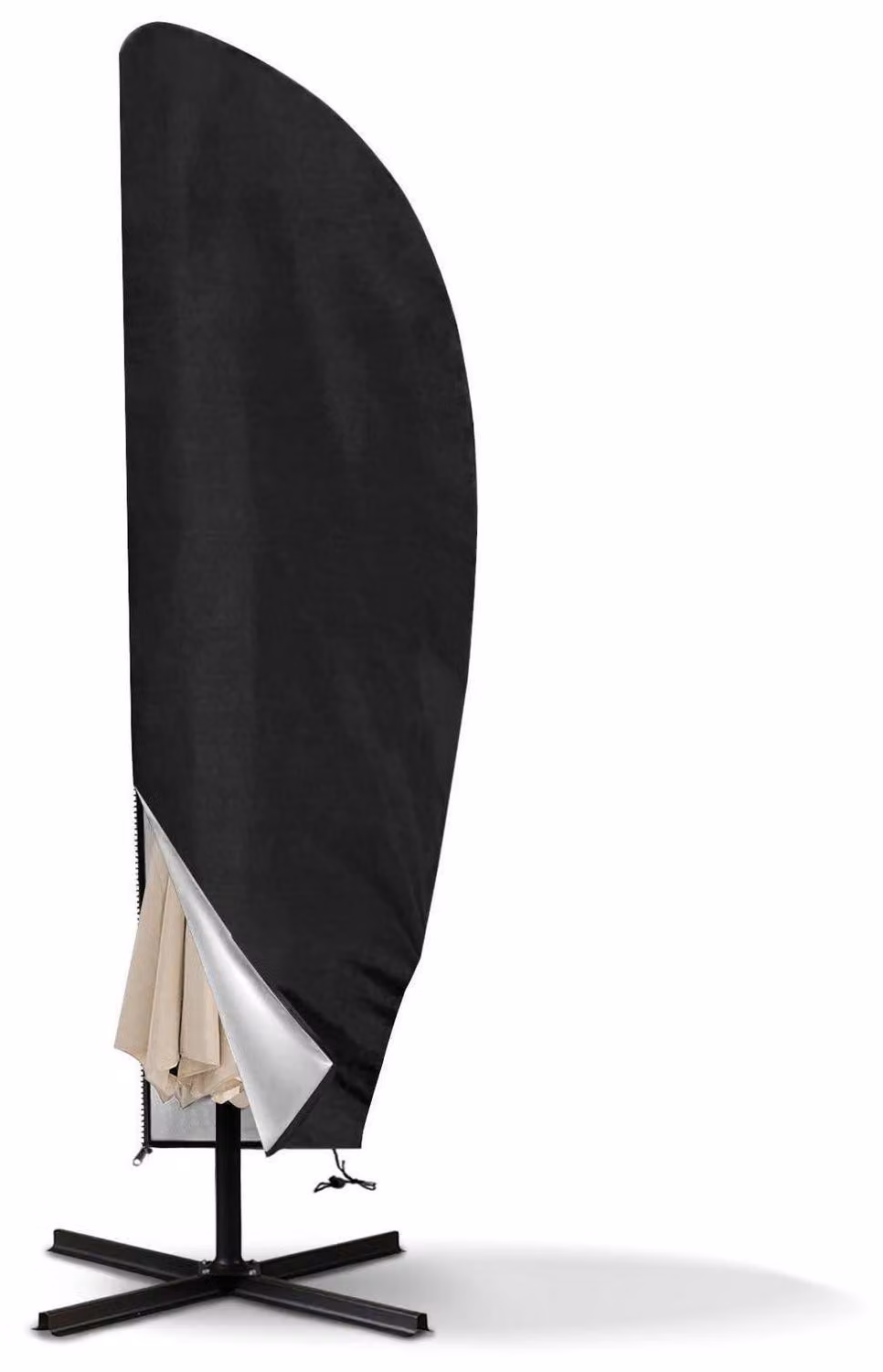 Copertura protettiva per ombrellone da giardino, adatta a ombrelloni di dimensioni da 2 a 2,4 metri, resistente alle intemperie, con protezione UV, antivento, dimensioni 205 x 25/57/48 cm, colore nero