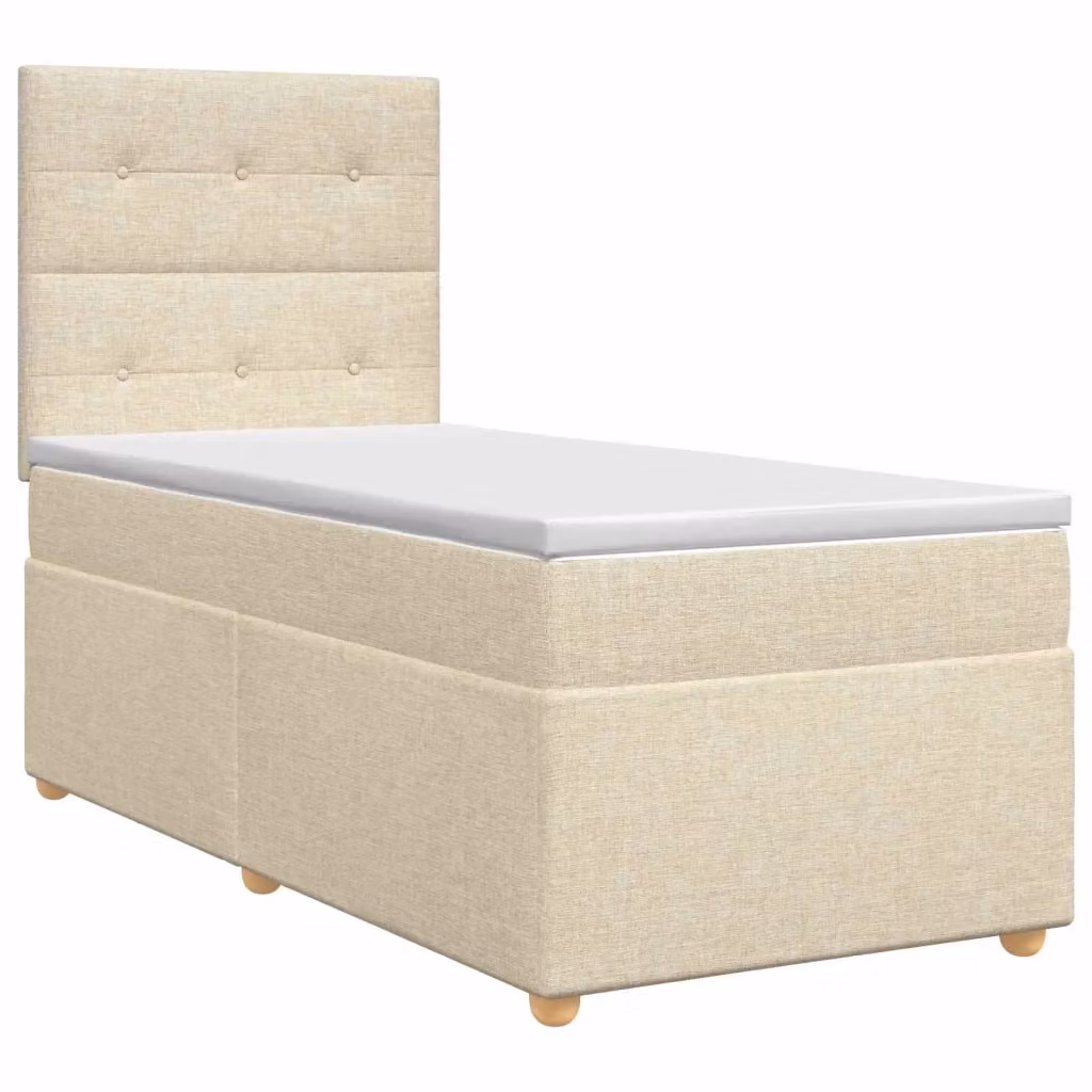 Letto box spring con materasso ibrido vidaXL in tessuto beige e bianco L/P: 190 x 90 cm – 2