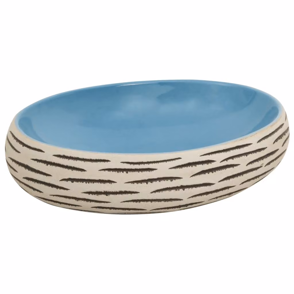 Lavabo da Appoggio Multicolore Ovale 59x40x15 cm Vetroceramica