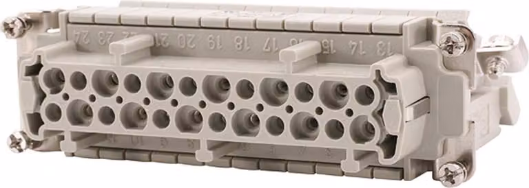 Distributore di connessioni HARTING Han 24E, inserto per connettore (F), "destro", morsetto a vite, 24 poli + PE, 500V, 16A - 1 pezzo